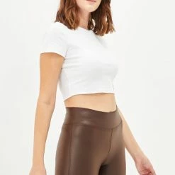 Merkloos Blueberry Leggings- Legging Dames - Legging Lederlook - Legging Meisje - Legging Dames Volwassenen - Legging Dames Leather - High-Waist Dames Hoge Taille - Leggings - Push-Up - Up-Fit - Bruin -Exporteren beenmode winkel 550x800 1