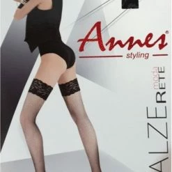 Annes Styling Annes Zwarte Net Hold Up Kousen Calze Rete 20 Denier, Plus Size, Maat XL/XXL (5/6) -Exporteren beenmode winkel 550x811
