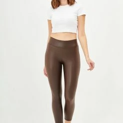 Merkloos Blueberry Leggings- Legging Dames - Legging Lederlook - Legging Meisje - Legging Dames Volwassenen - Legging Dames Leather - High-Waist Dames Hoge Taille - Leggings - Push-Up - Up-Fit - Bruin -Exporteren beenmode winkel 550x825 101