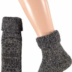 Apollo Dames Huissokken Wol Met Antislip Zwart 39-42