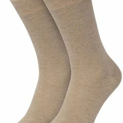 Bonnie Doon Basic Sokken Dames Taupe Maat 36/42 - 2 Paar - Basis Katoenen Sok - Gladde Naden - Brede Boord - Uitstekend Draagcomfort - Perfecte Pasvorm - 2-pack - Multipack - Effen - Gemeleerd - Licht Bruin - Beige - Taupe Heather - OL834222.55