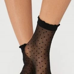 2 Pack Gabriella Pantysokjes Puntina 20DEN Zwart Met Stippen, One Size