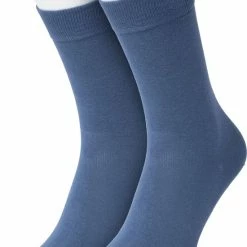 Bonnie Doon Basic Sokken Dames Jeans Blauw Maat 36/42 - 2 Paar - Basis Katoenen Sok - Gladde Naden - Brede Boord - Uitstekend Draagcomfort - Perfecte Pasvorm - 2-pack - Multipack - Effen - Denim - Jeans - OL834222.27